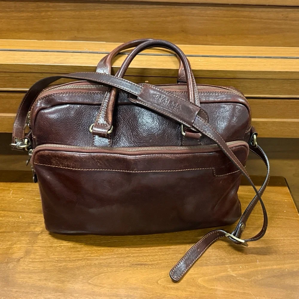 Alma‎ Milano Handcrafted Italian Leather Briefcase – Brown Laptop Bag